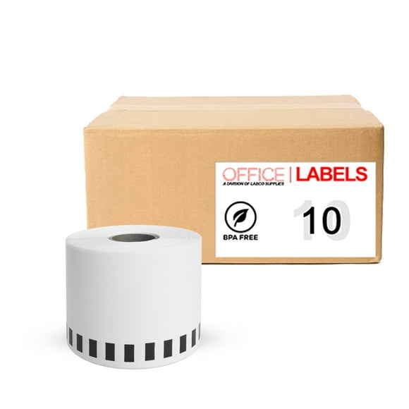 Office Labels DK2205 Compatible Labels, 2-3/7' x 100', Bright White, 10 Pack
