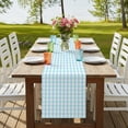 thumbnail image 4 of Aqua Blue Green Table Runner 120 Inches Long, Cotton Linen Table Runner Dresser Scarf, Checkered Plaid Gingham Lattice Trellis Fabric Tablerunners for Dining Tables Wedding Holiday Party 13"x120", 4 of 8
