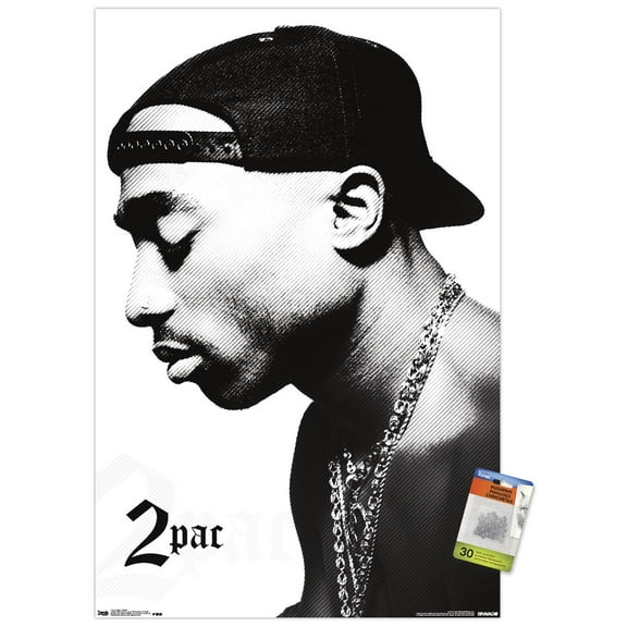 Tupac - Profile Wall Poster with Push Pins, 22.375" x 34"