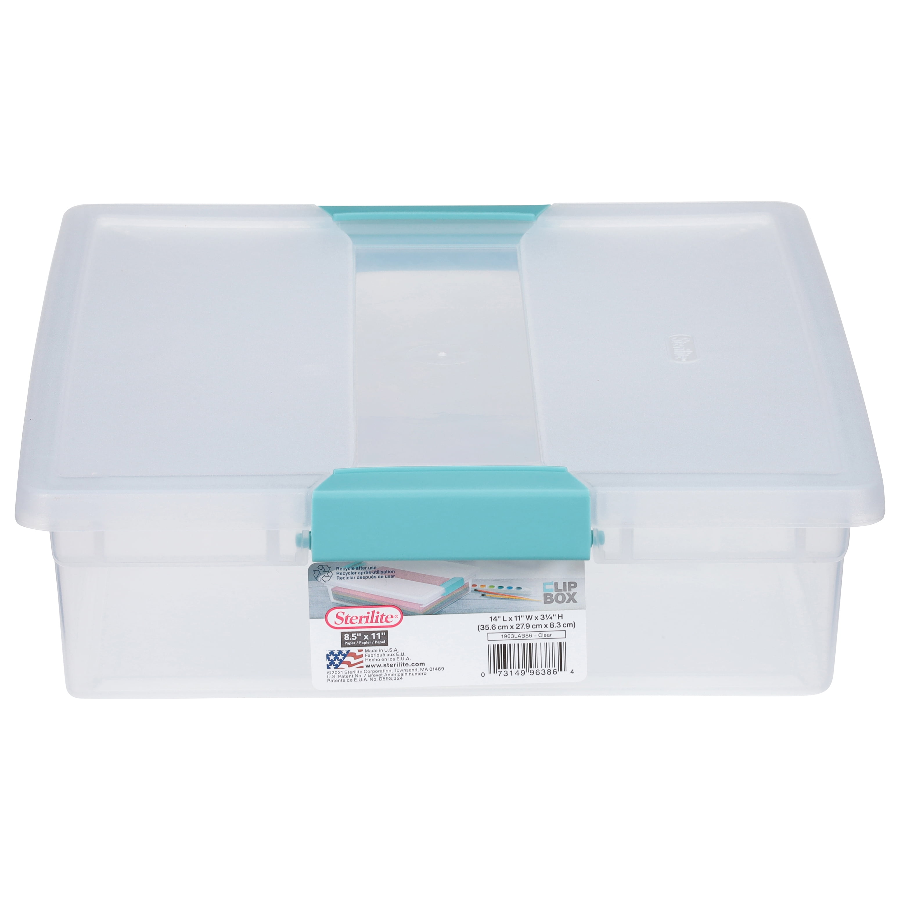 Sterilite 19618606 Small Clip Box, Clear Lid & Base w/Colored