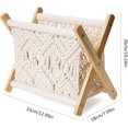 thumbnail image 2 of Cestas para revistas con diseño de tela de cuerda de algodón y madera de macramé, estantes de almacenamiento bohemios para libros, periódicos, baño, decoración del hogar, 2 of 5