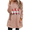 thumbnail image 3 of Feancey Christmas Loungewear for Women Fuzzy Fleece Pajama Tops Cute Gnomes Printed Graphic Sweatshirts Oversized Casual Pullovers with Pockets Pink L, 3 of 5