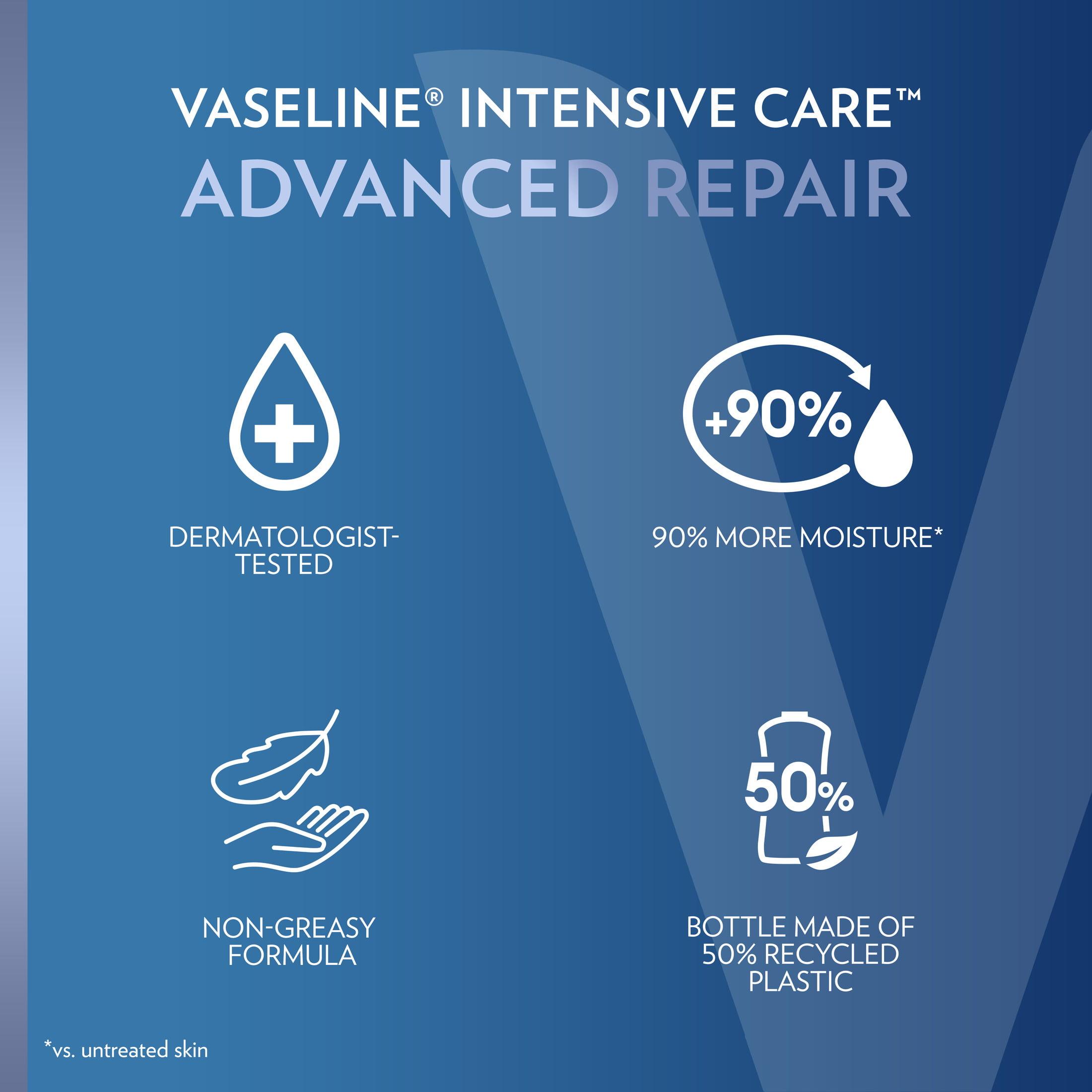 Vaseline Intensive Care Body Lotion for Dry Skin Advanced Repair Unscented Lotion Made with Ultra-Hydrating Lipids + Vaseline Jelly to Repair Extremely Dry Skin, 32 fl oz