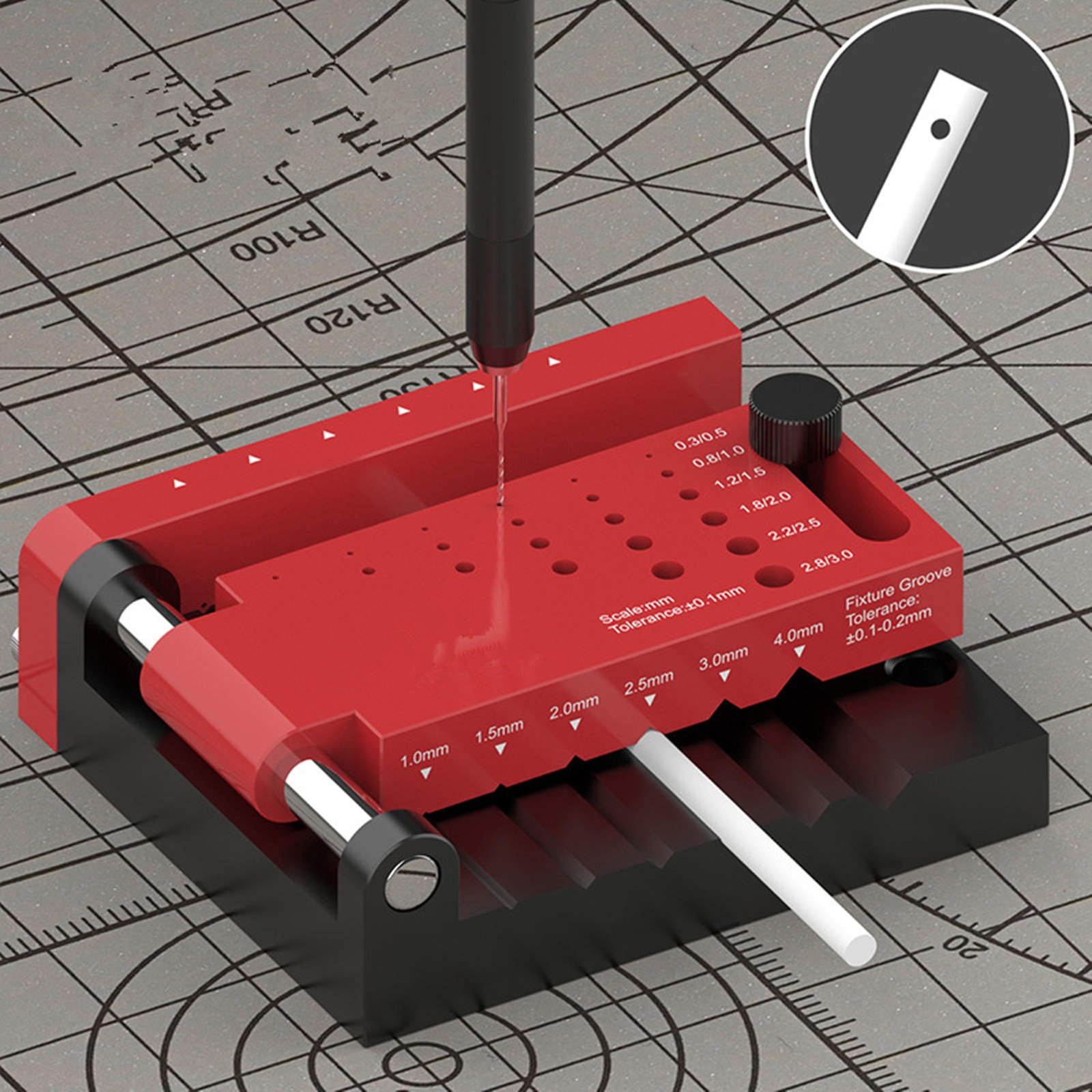 TAPDRA Precision Hole Punch Jig for DIY Projects Adjustable 0.3-3mm Drill Guide with Compression Screw