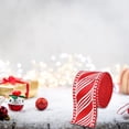 thumbnail image 5 of 2.48In Width 6.56Ft Length Red And White Striped Wired Ribbon, Wide Wired Christmas Ribbon For Crafts, Ribbon For Gift Wrapping, Christmas Wrapping Ribbon, Xmas Ribbon Holiday Present Decoration, 5 of 9