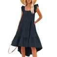 thumbnail image 3 of hirigin Womens Summer Ruffle Sleeve Sun Dress Casual Tiered Cami Beach Long Maxi Flowy Dress, 3 of 6