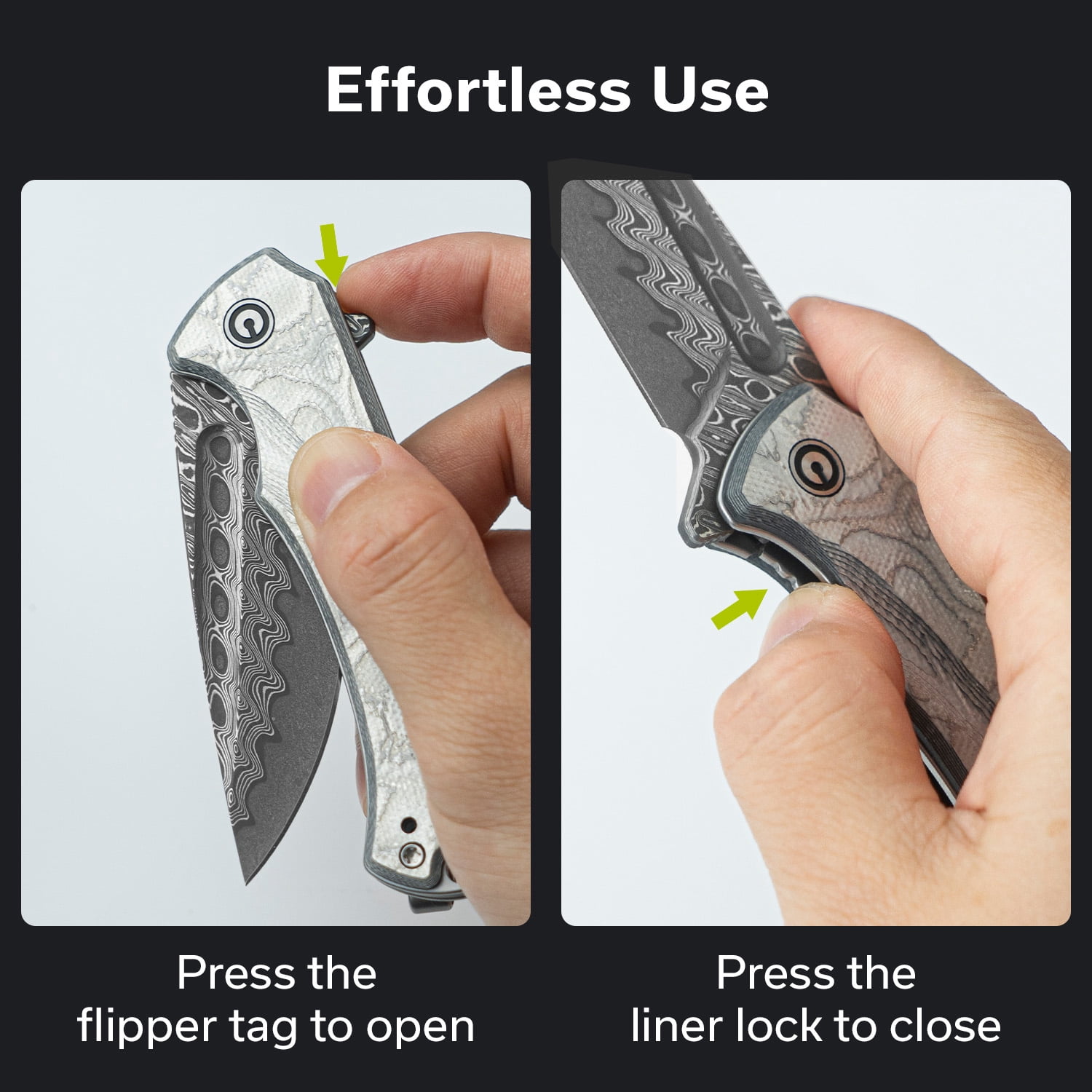 CIVIVI Voidflare Pocket Folding Knife with 2.92" Damascus Blade C24040-DS1