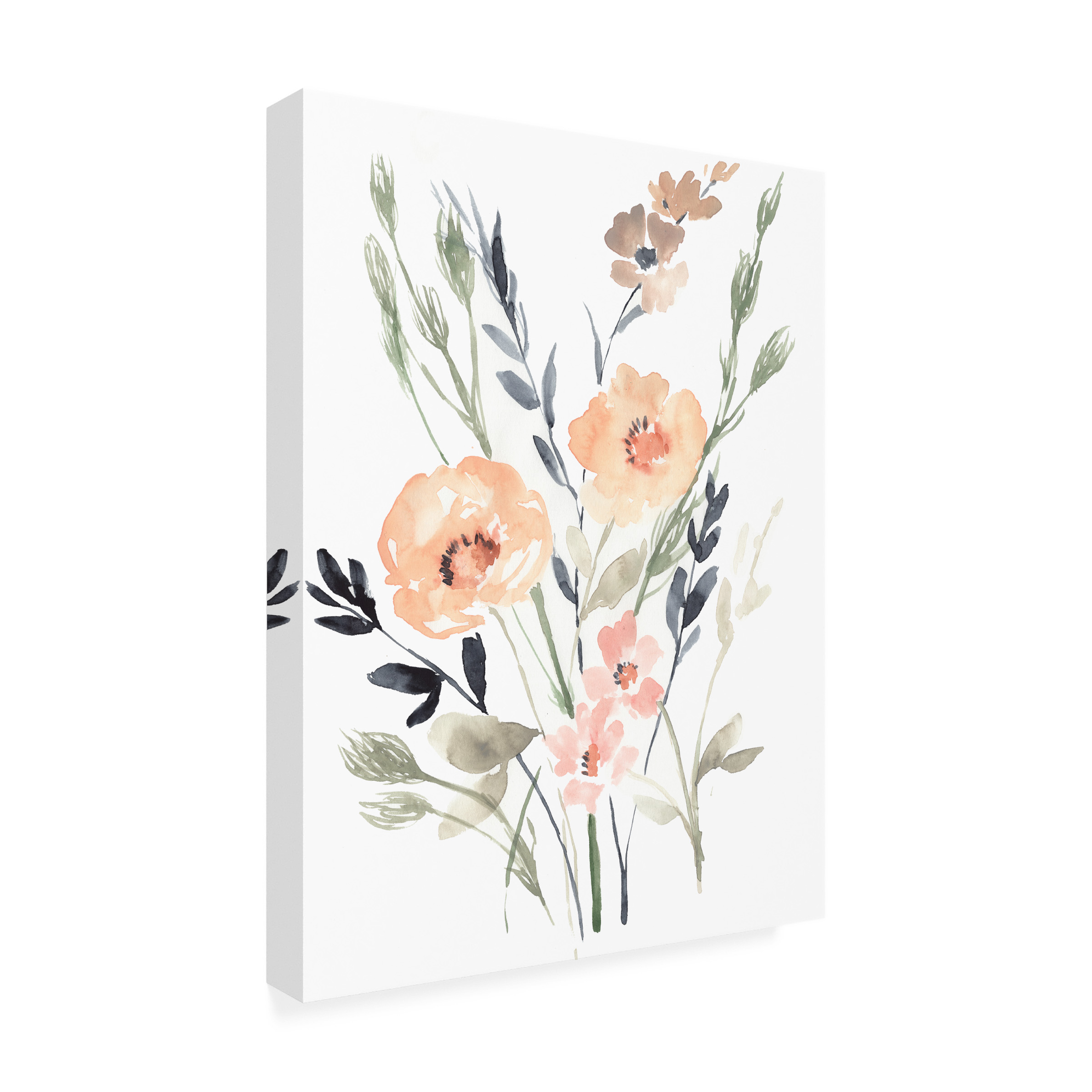 Jennifer Goldberger 'Peach and Paynes Bouquet II' Canvas Art