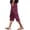 Dark Purple, variant on Women's Lightweight Capri Pants with Tie Waist Side Button Pockets High Rise Cropped Trousers Stylish Breathable Everyday