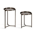 thumbnail image 5 of Kate and Laurel Aguilar Modern Round Plant Stand Set, Set of 2, Bronze, Transitional Two-Piece Accent Table Set for Use as Indoor or Outdoor Plant Risers, 5 of 10