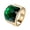 Gold Green Stone, variant on Men's Women's Stainless Steel Charming Cut Opal Gemstone Big Agate Glass Crystal Wedding Ring Cubic Ziron Biker Band Gold Blue Stone Size 9