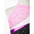thumbnail image 5 of iiniim Girls Ballet Dance Outfits 3PCS Shiny Rhinestone Halter Neck Gymnastics Leotard with Athletic Shorts Set 6-14 A Black&Pink 14, 5 of 7