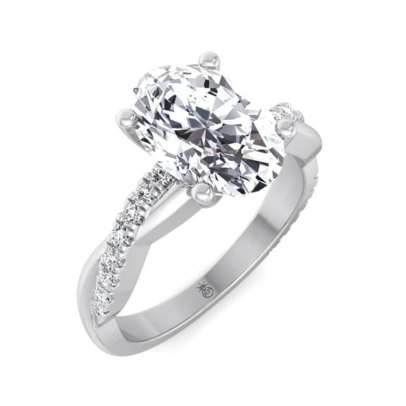 Kauai - Moissanite Oval Cut Lab Diamond Pavé Twist Band Engagement Ring