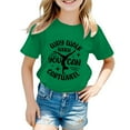 thumbnail image 1 of Hauts et T-Shirts pour Filles, Col Rond avec Lettres, Manches Courtes, Ajustement Confortable pour Usage Quotidien, Style Printemps Été pour Jeunes Filles, 1 of 3