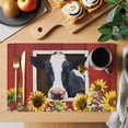 thumbnail image 2 of Pig Sunflowers Placemats Set of 2, Yellow Pink Flower Bee Leaf Farms Animal Oil Painting Non-Slip Place Mats Washable Table Mats for Kitchen Dining Table Decorations Indoor/Outdoor, 2 of 9