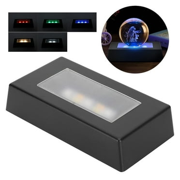 LED Light Base for Crystal 3D Cube Glass Art, Colorful Lighted Rectangular Stand for Display Plate, USB Charge Multicolor Light Pedestal Display Box Show Stand (Without Crystal Ball)