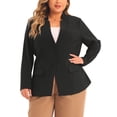 thumbnail image 2 of DARING DIVA Women's Plus Business Suit Blazer Button Work Blazer Jacket 1X Black, 2 of 6