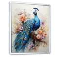 thumbnail image 2 of Designart "Dance of the Peacock Blue Coral Indian Art II" Animals Floater Framed Wall Art Print, 2 of 7