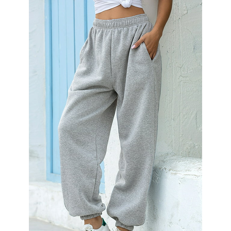 Women's Jogging Bottoms, Baggy Sports Trousers, Wide Leg, Oversized  Streetwear, High Waist Pants (Colour: Thicken Green, Size: Small) :  : Fashion