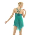 thumbnail image 3 of iEFiEL Women Sequins Mesh Ballet Dance Leotard Asymmetric Stretchy Lyrical Modern Dance Dress, 3 of 7