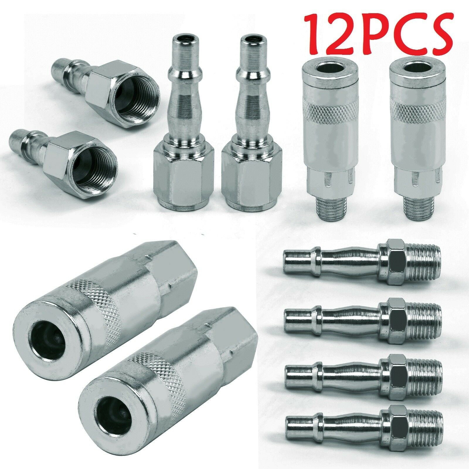 12 PCS Air Line Hose Compressor Fitting Coupling Connector Quick Release 1/4BSP 