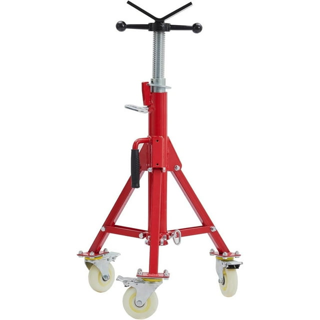 Pipe Stand, Pipe Jack Stand with Casters 28-52 Inch Adjustable Height V Head Folding Pipe Stands 1100 Lb Capacity 1/8 to 12 Inch Pipe Supporting, Heavy Duty Steel Jack Stands for Welding