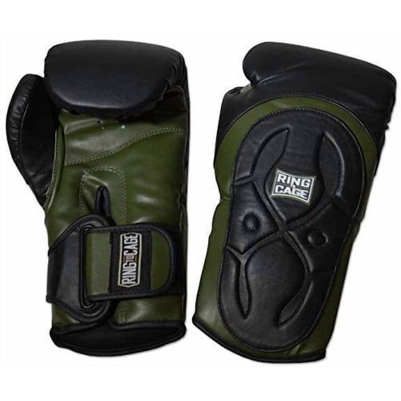 Premium Muay Thai-Style Training Boxing Gloves - Marine Green/Black - 16oz