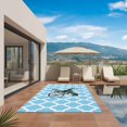 thumbnail image 3 of Morocco Light Blue Outdoor Rug for Patio/Deck/Porch, Non-Slip Large Area Rug 4 x 6 Ft, Cute Dinosaur Bike Vintage Indoor Outdoor Rugs Washable Area Rugs, Reversible Camping Rug Carpet Runner, 3 of 8