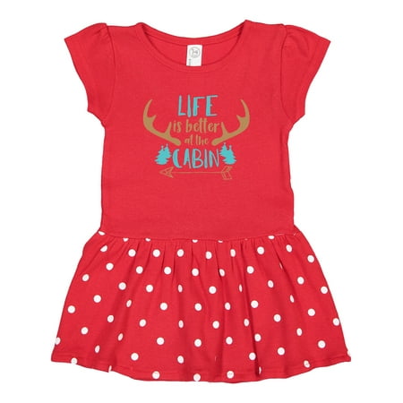 

Inktastic Life is Better at the Cabin Deer Antlers Camping Gift Toddler Girl Dress