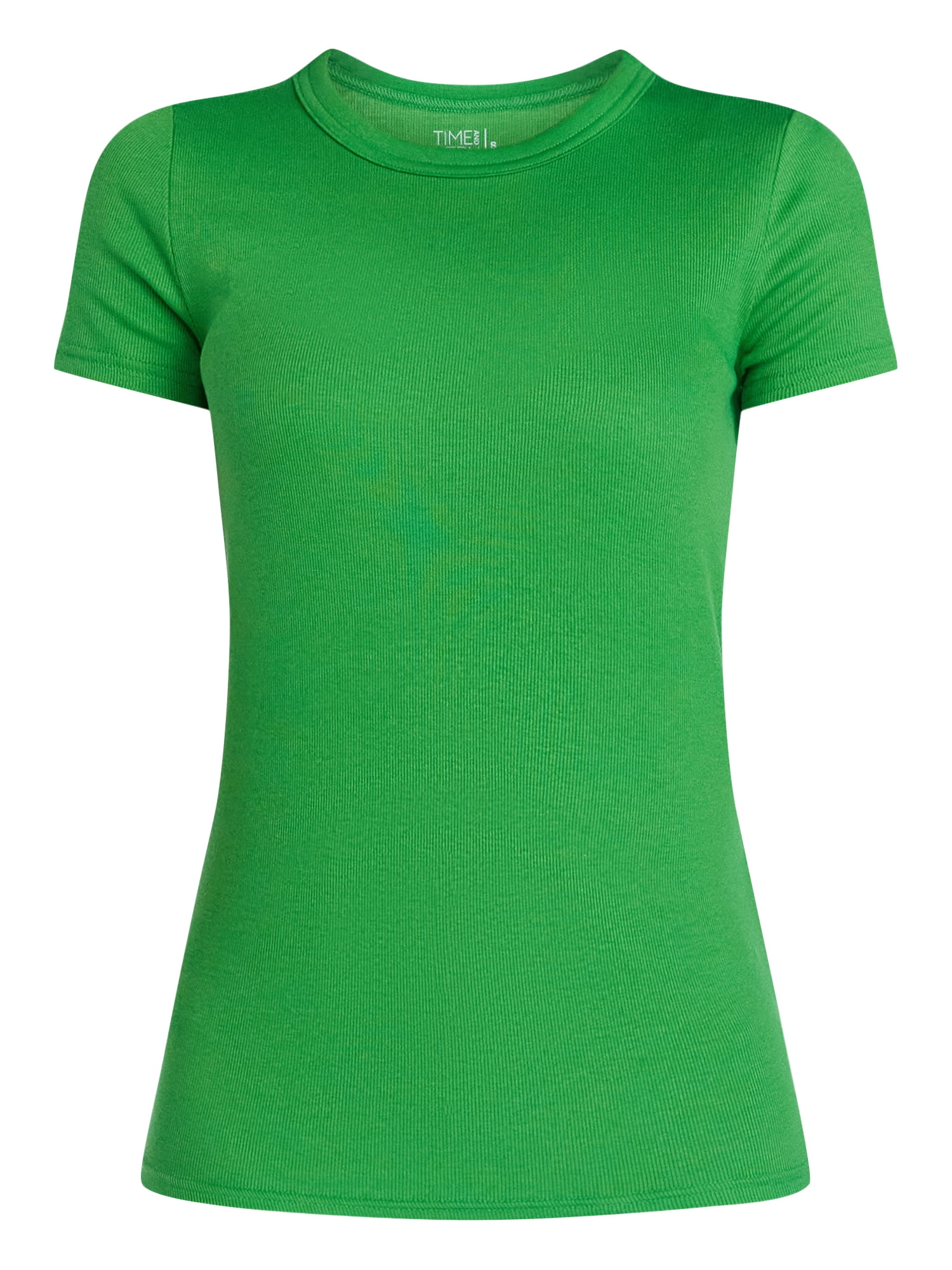 Time and Tru Women's Ribbed Tee with Short Sleeves, Sizes XS-XXXL