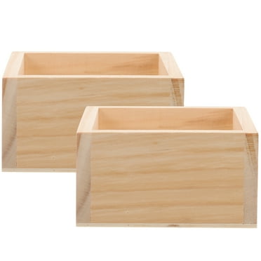 FOMIYES 2pcs Wooden Flower Pots Square Box Rustic Flower Vase Arrangement Holders