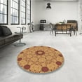 thumbnail image 4 of Ahgly Company Machine Washable Indoor Round Transitional Mahogany Brown Area Rugs, 6' Round, 4 of 7