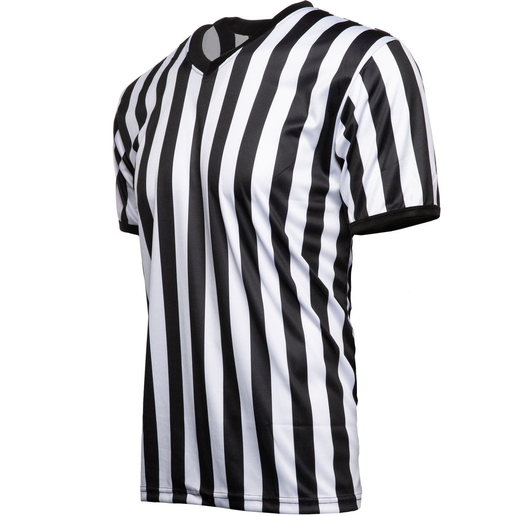 Pro-Style Ref Umpire Jersey TOPTIE Men's Official Long Sleeve Black & White Striped Referee Shirt 