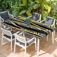 thumbnail image 2 of Yellow Black Stripes Table Cloths for 4 Foot Rectangle Tables, Modern Grey Ombre Abstract Striped Patio Waterproof Elastic Fitted Tablecloths, Washable Rectangular Table Cover for Camping, 2 of 8