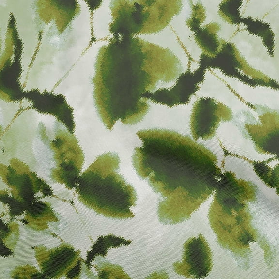 oneOone Polyester Spandex Light Green Fabric Abstract-Blurred Floral Pattern Craft Projects Decor Fabric Printed By The Yard 56 Inch Wide