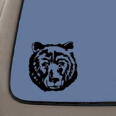 - Grizzly Bear Face Decal | 5.5-Inches | Black Vinyl Decal | Car Truck Van SUV Laptop Macbook Wall Decals