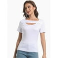 thumbnail image 3 of Womens Summer Short Sleeve T Shirts Slim Fit One Piece Cutout Scoop Neck Going Out Date Night Tops, 3 of 6