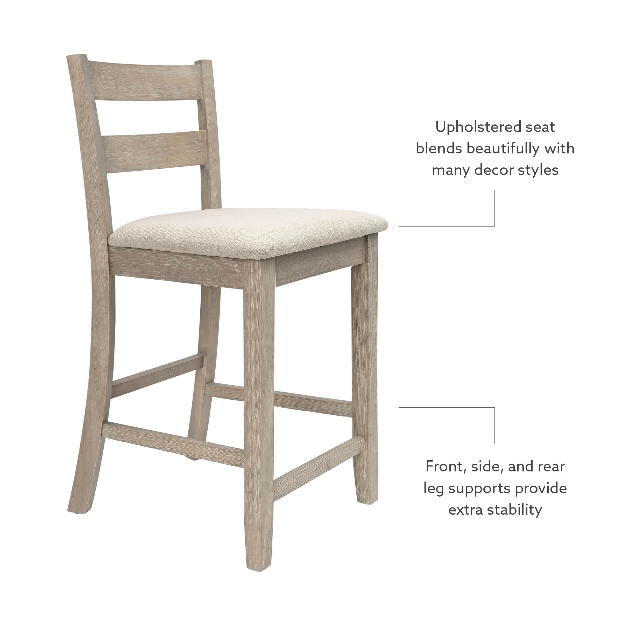Linon Sorenson 25" Indoor Soho Counter Stool, Graywash/Beige