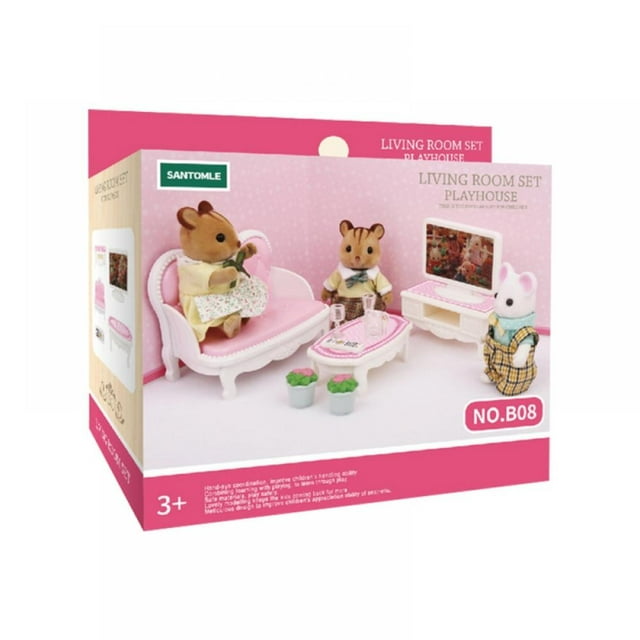 MELLCO Calico Critters Ensemble de Chambre Kozy de Luxe Maison d'Animaux de Mode Ensemble de Jeu Lit Meubles et Accessoires Inclus