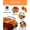 thumbnail image 3 of Round Fitted Tablecloths with Elastic Edge Fall Maple Leaf Thanksgiving Orange Pumpkin Waterproof Wipeable Table Cover for Kitchen Dining Party Decor Retro Black Plaid Table Clothes,45" - 54", 3 of 6