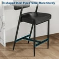 thumbnail image 5 of Set of 2 Upholstered Counter Height Bar Stools with Armrests, Backrest & Footrest – 27" Tall Kitchen Island Chairs with Thick Cushion & Metal Legs, 5 of 8