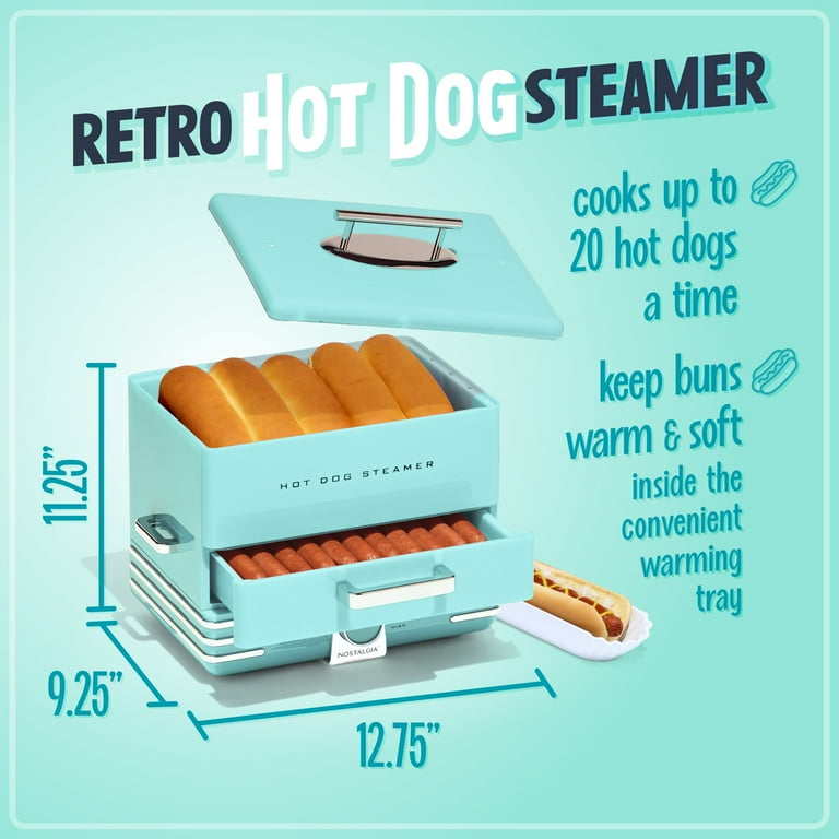Nostalgia Hot Dog Steamer, Large Diner-Style, 24 Hot Dogs + more