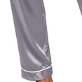 thumbnail image 4 of NominalSnug Satin Pajamas Sets for Women Short Sleeve Button down Sleepwear Wide Leg Pants Loungewear, 4 of 8