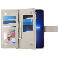 thumbnail image 4 of Funda cartera GANGXUN para iPhone 13 Pro , cuero PU con tarjetero, cremallera, correa de mano, soporte y protección 637°, 4 of 6