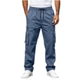 thumbnail image 6 of WAENQINLA Men's Elastic Drawstring Waist Straight Leg Cargo Pants Outdoor Hiking Fitness Casual Long Trousers with Multi-Pockets M-3XL, 6 of 9