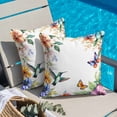 thumbnail image 4 of Spring Flowers Bird Throw Pillow Cover Hummingbird Butterfly Cotton Linen Cushion Cover Throw Pillow Case with Invisible Zipper for Couch Sofa Bed Chair Car 24x24 Inch, 4 of 9