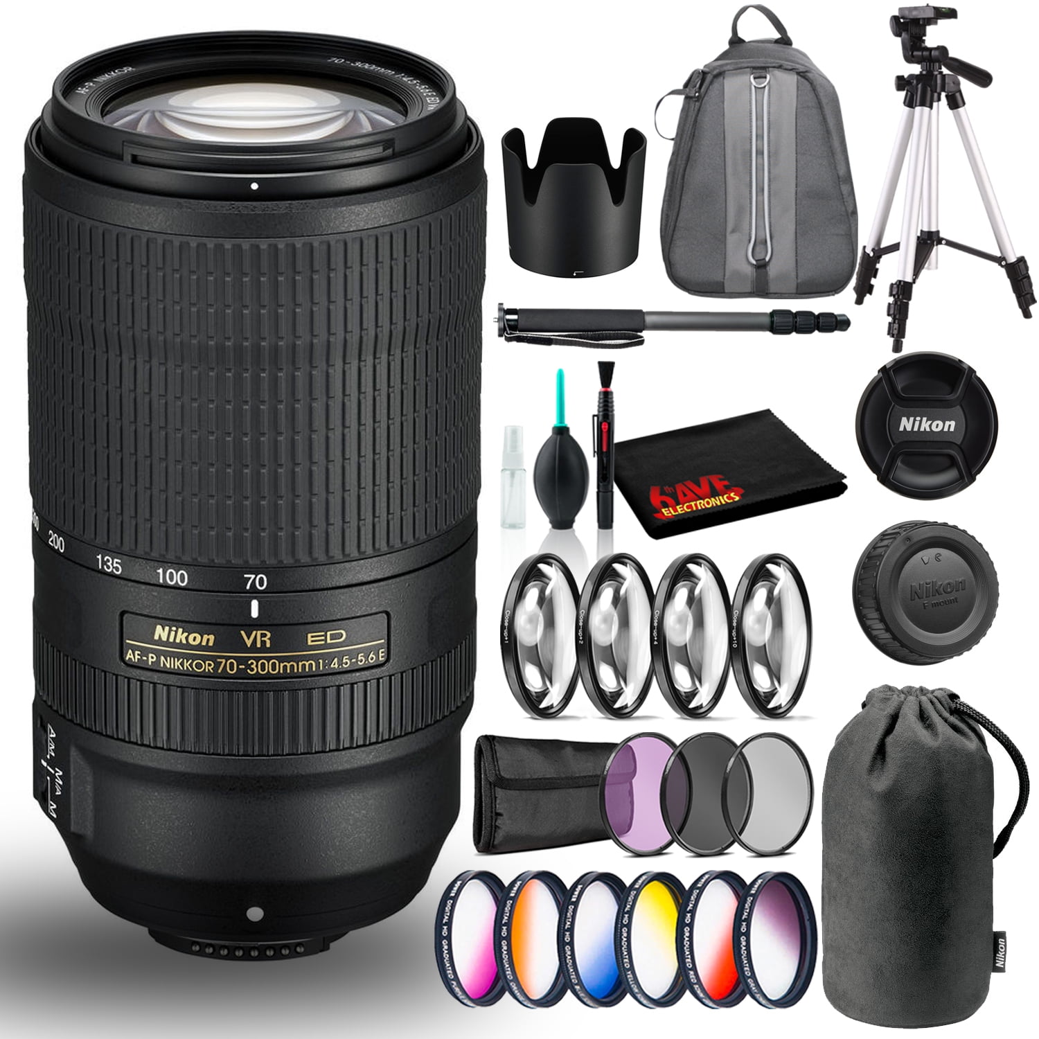 Nikon Af P Nikkor 70 300mm F 4 5 5 6e Ed Vr Lens Intl Model Includes Bacpack Walmart Com Walmart Com