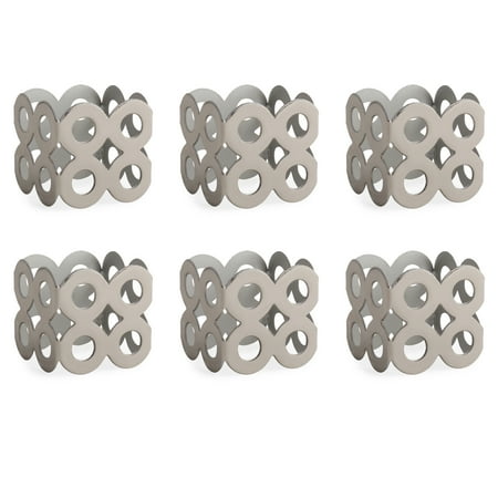 

Contemporary Home Living Set of 6 Silver Die Cut Square Napkin Rings 1.5