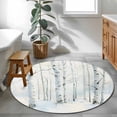 thumbnail image 3 of Round Area Rug 4ft, Christmas Tree Non-slip Area Rugs for Living Room/Bedroom/Bathroom/Kitchen, White Xmas Snowflake Watercolor Washable Throw Floor Mat Indoor Outdoor Entrance Doormat, 3 of 9