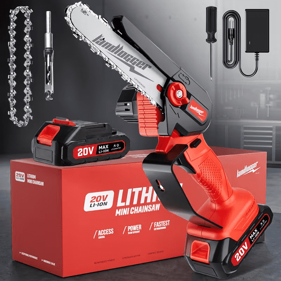 20V Cordless Mini Chainsaw, 6 Inch Handheld Electric Chainsaw with Rechargeable Lithium‑ion Battery, Extra Chain, Charger, Portable Pruning Saw for Tree Trimming Wood Cutting Garden Yard